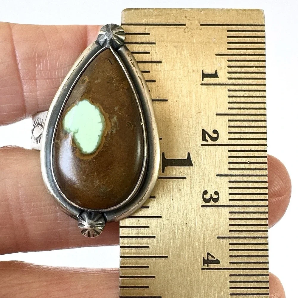 Navajo Turquoise Ring Royston Sz 9 Adjustable Signed Skeets Sterling Native Amer